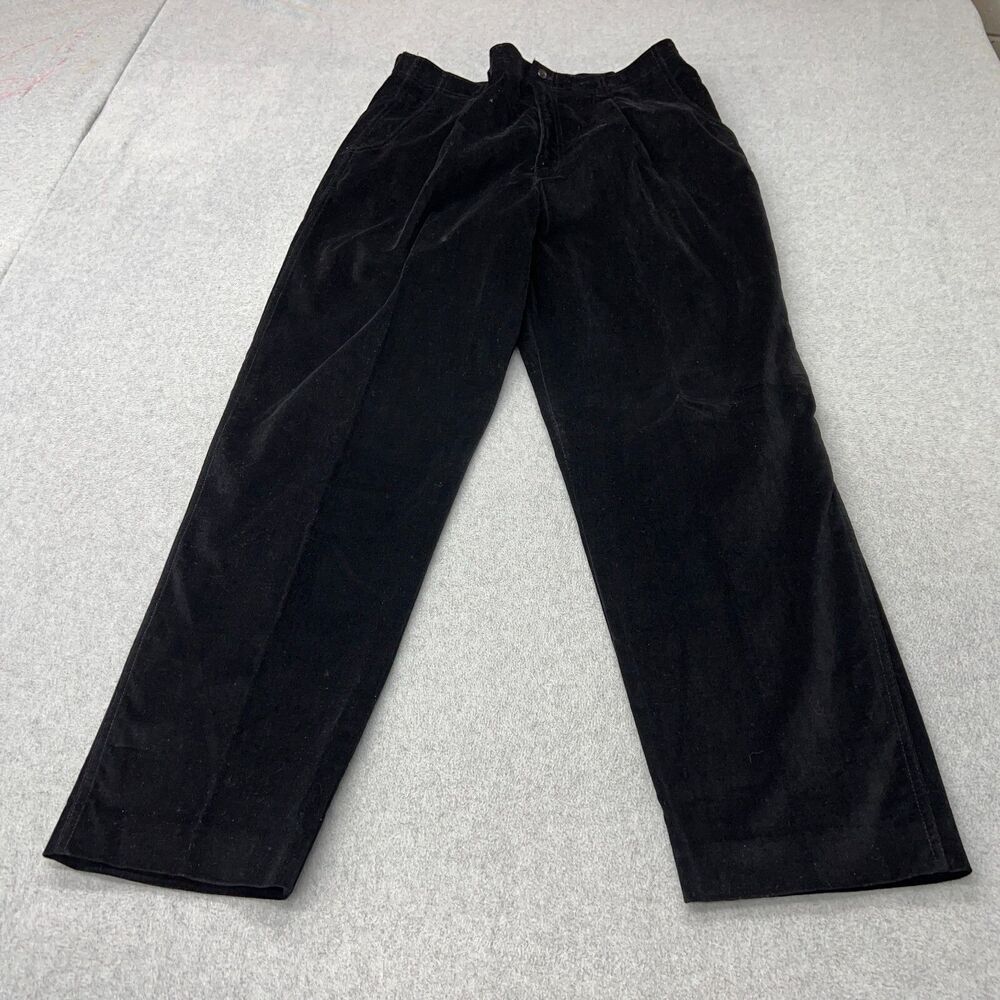 Vintage Talbots Pants Womens 18 Black Velvet Flat Front High Rise Mature